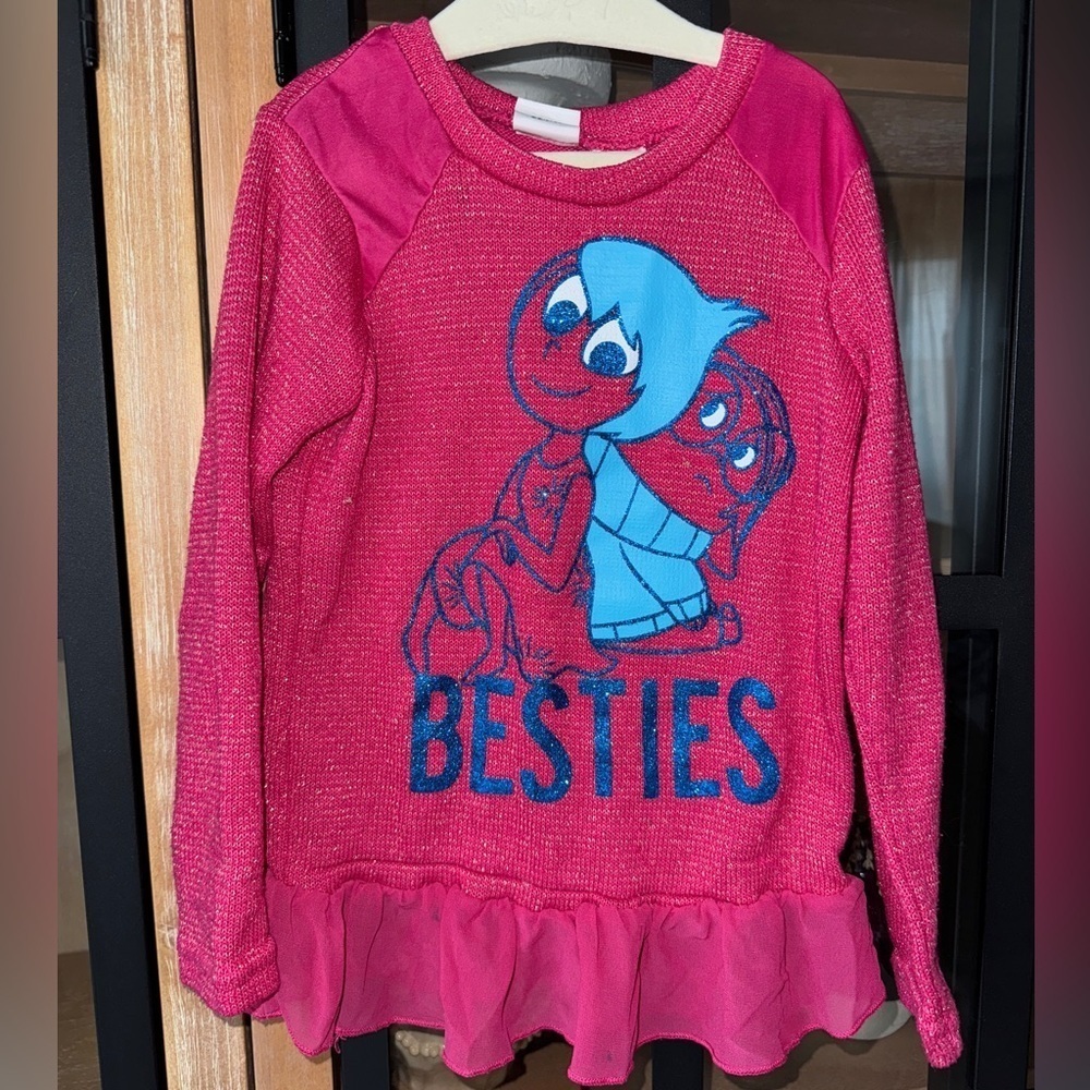 2015 Pixar Inside Out movie joy sadness toddler girl dress long sleeve glitter